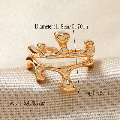 Elegant Geometric Cutout Alloy Cuff Rings with Liquid Rotation Effect YM2798-3-1