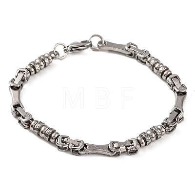 Tarnish Resistant 304 Stainless Steel Rondelle Byzantine Chain Bracelets BJEW-B078-92P-1