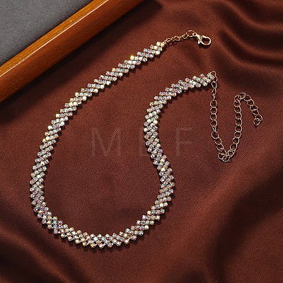 Elegant Rhinestone Cup Chains Collar Necklace for Women ZR7488-2-1