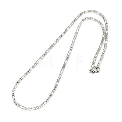 Smooth Surface 304 Stainless Steel Figaro Chain Necklace Making STAS-A028-N022P-1