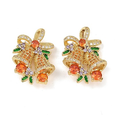 Brass Micro Pave Cubic Zirconia Pendants KK-P341-03G-1
