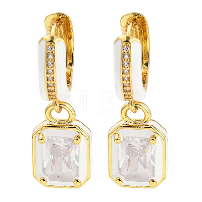 Rack Plating Real 18K Gold Plated Brass Enamel Rectangle Dangle Hoop Earrings EJEW-K245-50G-1