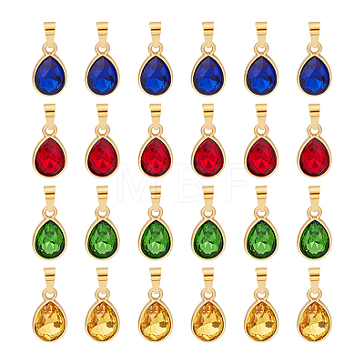 Unicraftale 24Pcs 4 Color Faceted Glass Pendant PALLOY-UN0001-19-1