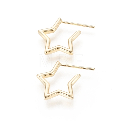 Brass Stud Earrings EJEW-F245-02G-1