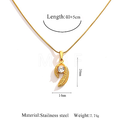 304 Stainless Steel Crystal Rhinestone Hollow Pendant Necklaces WG5EFC4-03-1