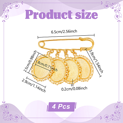 4Pcs Iron Brooches JEWB-UN00009-1