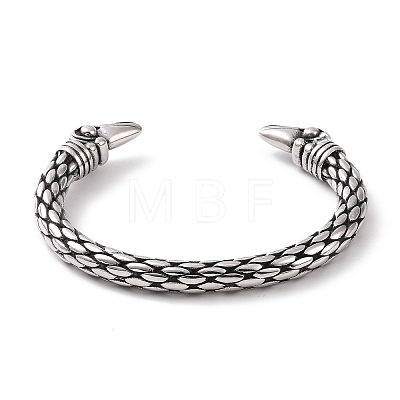 304 Stainless Steel Bird Open Cuff Bangle for Men Women BJEW-M230-08AS-1