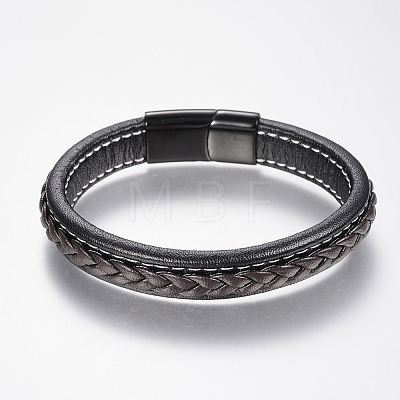 Braided Leather Cord Bracelets BJEW-H561-10-1