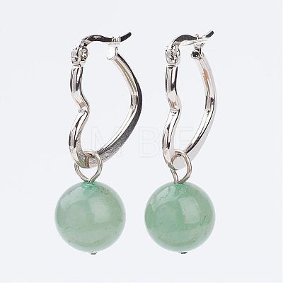 Natural Mixed Stone Dangle Hoop Earrings EJEW-JE02288-1