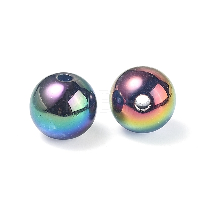 UV Plating Rainbow Iridescent Acrylic Beads OACR-F004-04E-1