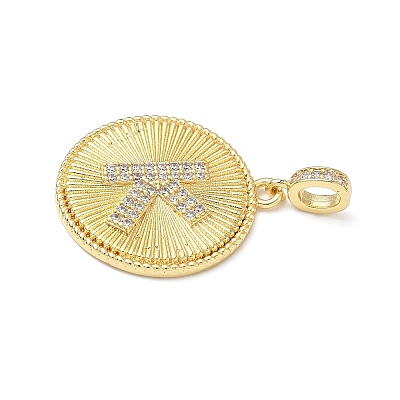 Brass Micro Pave Clear Cubic Zirconia Pendants KK-L253-17G-K-1