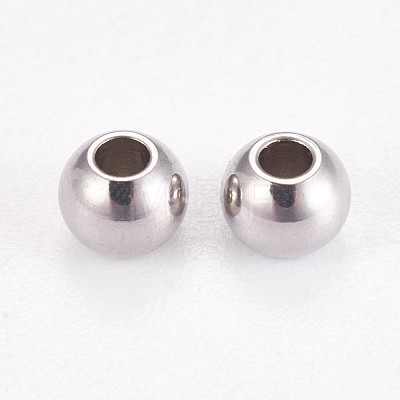 304 Stainless Steel Smooth Round Spacer Beads STAS-M006-01C-1