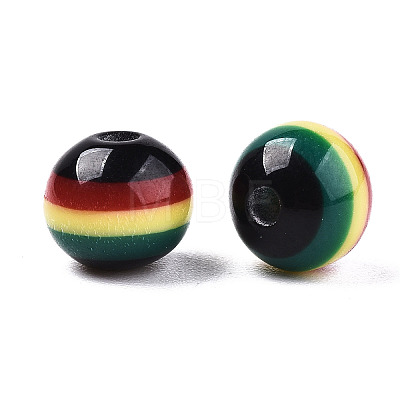 Ghana Jamaica Reggae Stripe Resin Beads X-RESI-N026-001B-01-1