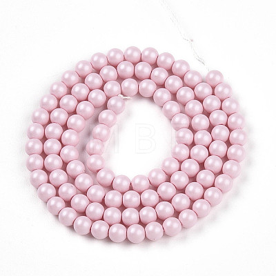 Baking Painted Pearlized Glass Pearl Bead Strands HY-N002-4mm-B04-1