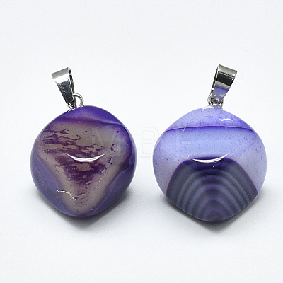 Natural Banded Agate/Striped Agate Pendants G-T122-19C-1