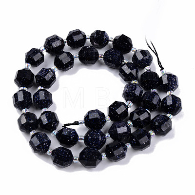 Synthetic Blue Goldstone Beads Strands G-R482-12-10mm-1