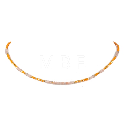Bohemian Style Natural Sunstone Beaded Necklaces NJEW-JN04658-03-1