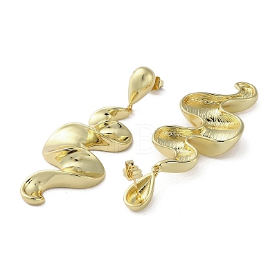 Rack Plating Twist Wave Brass Dangle Stud Earrings EJEW-M237-12G-1