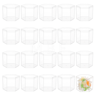 Hexagon Plastic Storage Boxes with Hat Cover CON-WH0084-81-1