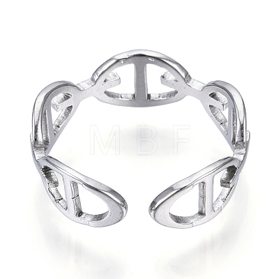 304 Stainless Steel Oval Open Cuff Ring RJEW-N040-37-1