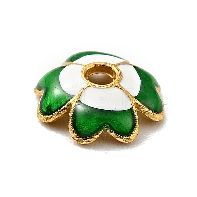 4-Petal Alloy Enamel Bead Caps FIND-G029-06G-02-1