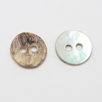 2-Hole Flat Round Mother of Pearl Buttons SHEL-N033-06-9mm-1
