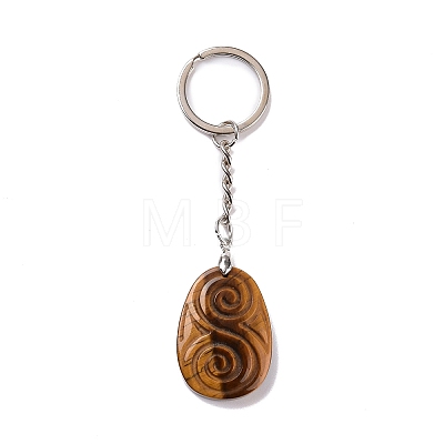 Natural Tiger Eye Teardrop with Spiral Pendant Keychain KEYC-A031-02P-02-1