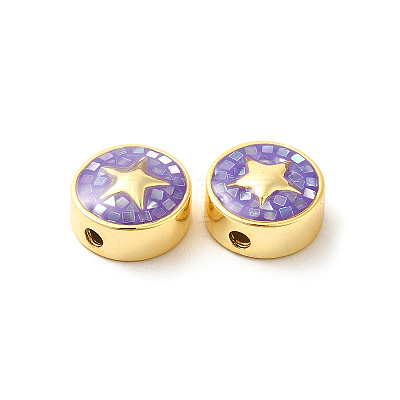 Rack Plating Brass Enamel Beads ENAM-D044-03G-1