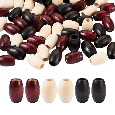 60Pcs 3 Colors Wooden Beads WOOD-CD0001-12-1