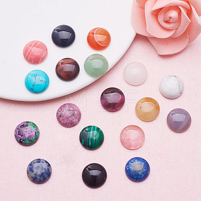 18 Kinds Natural & Synthetic Gemstone Cabochons G-PH0034-24-1