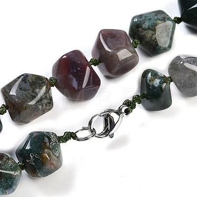 Natural Indian Agate Nuggets Beaded Necklaces for Women Men NJEW-K388-01T-1