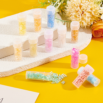 12 Styles Opaque & Transparent Glass Twist Bugle Beads GLAA-ME0001-47-1