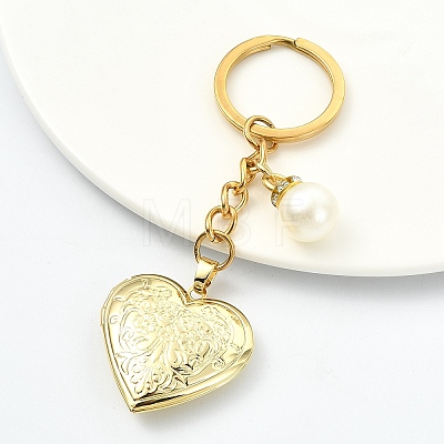 Brass Locket with Acrylic Pearl Pendant Keychains KEYC-YW00275-02-1