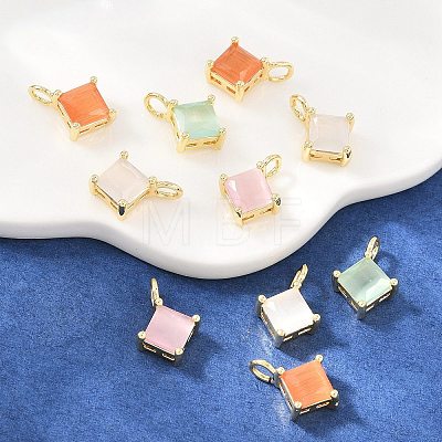 Brass Cat Eye Pendants KK-C251-09C-G-1