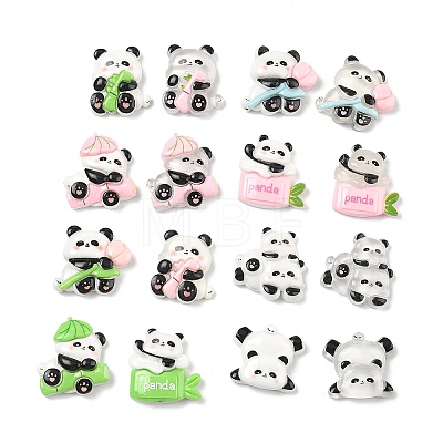 Panda Opaque & Transparent Resin Cabochons RESI-F067-02-1