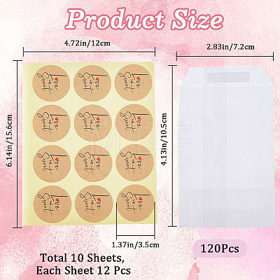 CRASPIRE 120Pcs Flat Translucent Glassine Waxed Paper Treat Bags Cookie Bags STIC-CP0001-11E-1