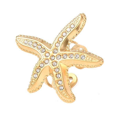 304 Stainless Steel Rhinestone Rings for Women RJEW-D355-02G-1