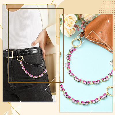 2Pcs Alloy Enamel Butterfly Boot Strap Chains HJEW-SW00418-1