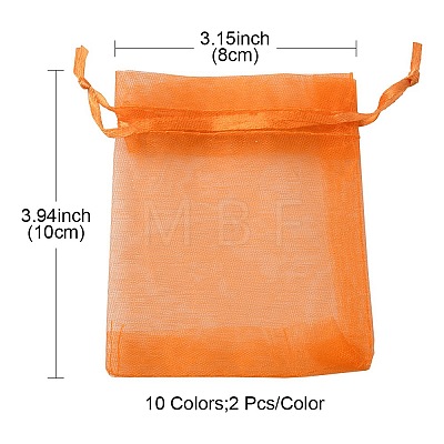 20Pcs 10 Colors Rectangle Organza Drawstring Bags CON-YW0001-31B-1