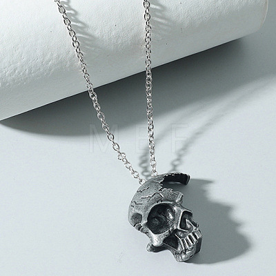 Gothic Broken Half Skull Zinc Alloy Pendant Necklaces for Men FS-WGAA9E3-01-1