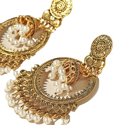 Bohemian Style Alloy Resin Bell with Flat Round Chandelier Earrings FS-WG374F0-04-1