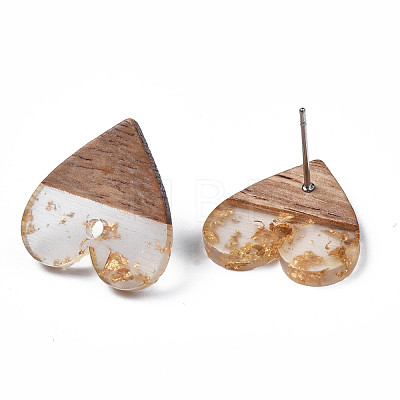 Resin & Walnut Wood Stud Earring Findings MAK-N032-020A-1