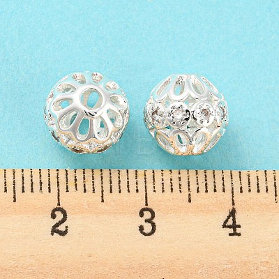 Brass Micro Pave Cubic Zirconia Beads KK-H452-26S-1