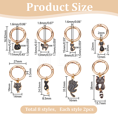 16Pcs 8 Styles Cat Shape Alloy Enamel Shoes Charms HJEW-HY00020-1