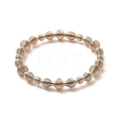 304 Stainless Steel Spiral Beaded Bangle BJEW-P283-17M-1