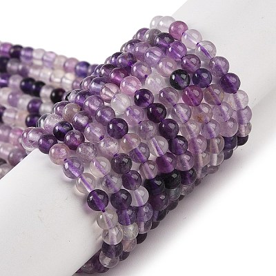 Natural Purple Fluorite Beads Strands G-P530-B08-01-1