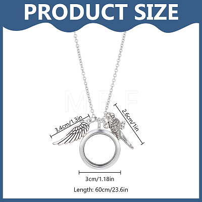 Alloy Wing Parrot Locket Pendant 304 Stainless Steel Cable Chain Necklaces for Women NJEW-DR00034-1