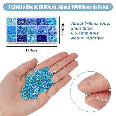 DICOSMETIC 225g 17 Style Glass Seed Glass Bugle & Round Beads SEED-DC0001-02B-1