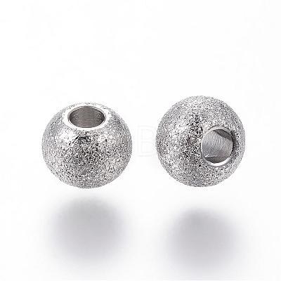 304 Stainless Steel Textured Beads STAS-P108-06P-1