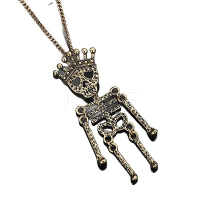 Vintage Alloy Halloween Skeleton Pendant Necklaces WG70F82-01-1